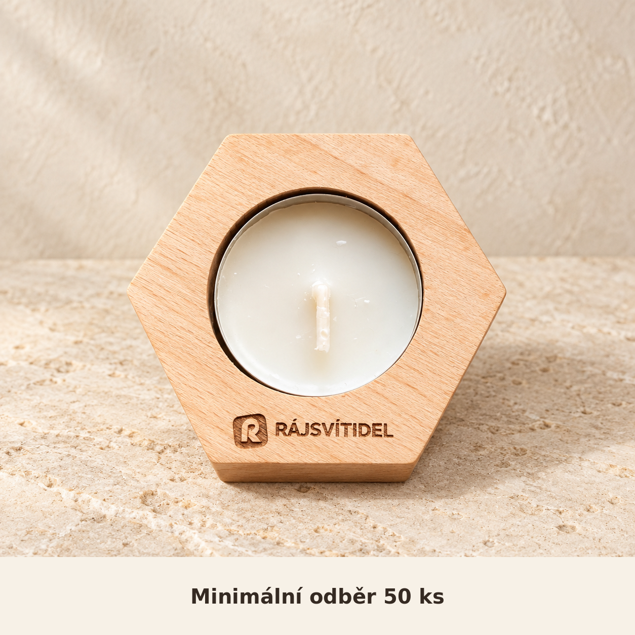 Promo dřevěný svícen Hexagon